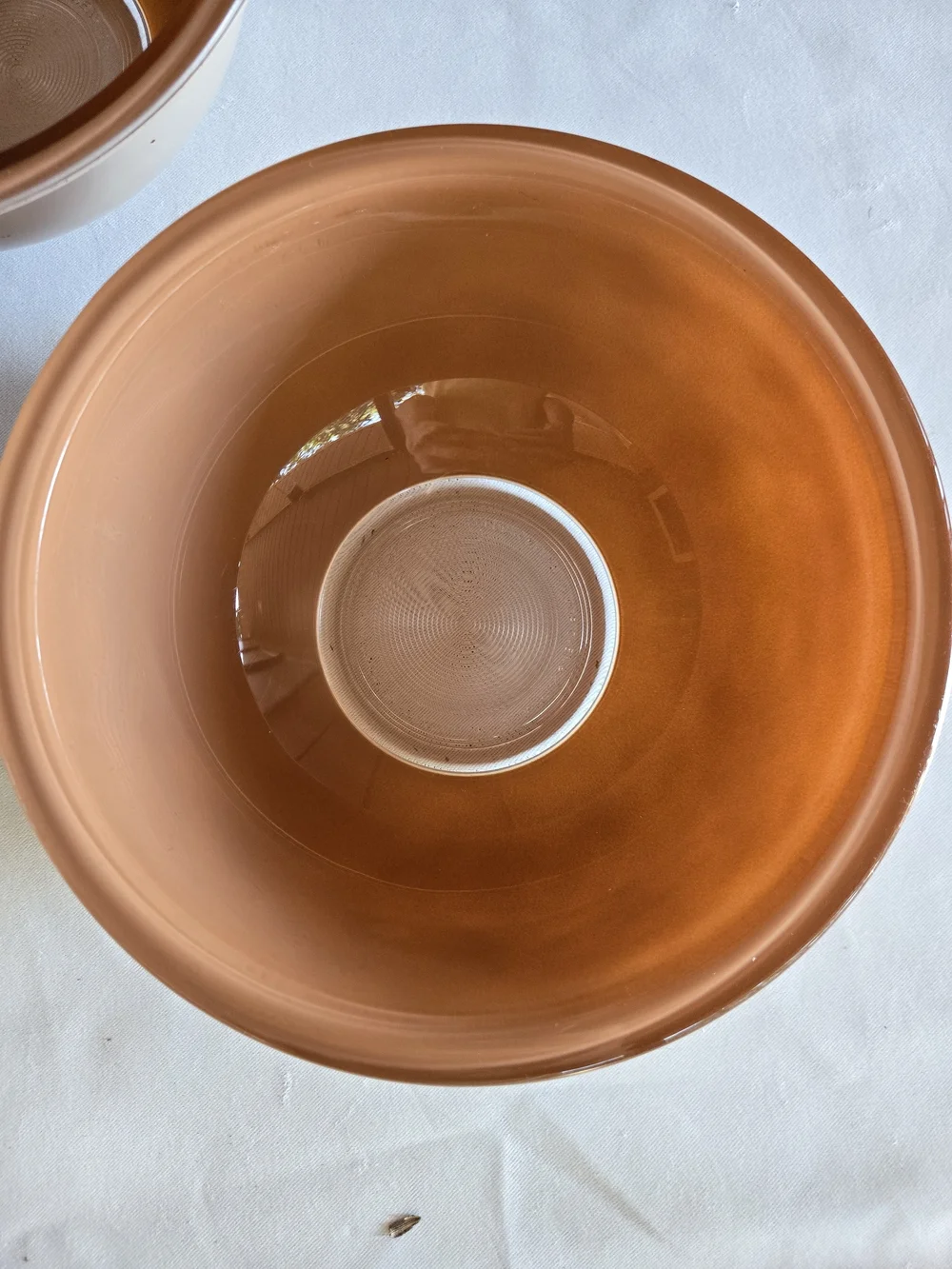Pyrex #323 Clear Bottom Set of 3 Two-tone Tan & Cream Vintage